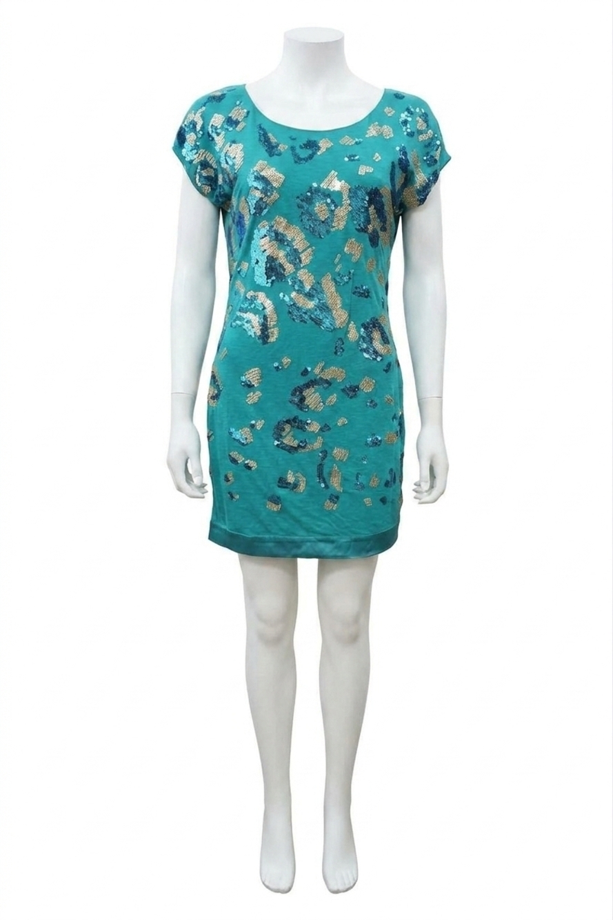 NEW HALE BOB short sleeve dress with sequins in teal